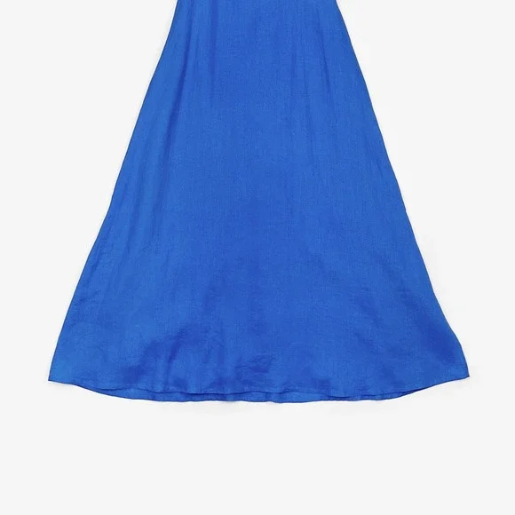 Faithfull The Brand Valerina Maxi Dress Size S Sicilian Blue Linen Boho Resort - Picture 8 of 12